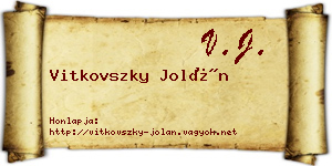Vitkovszky Jolán névjegykártya